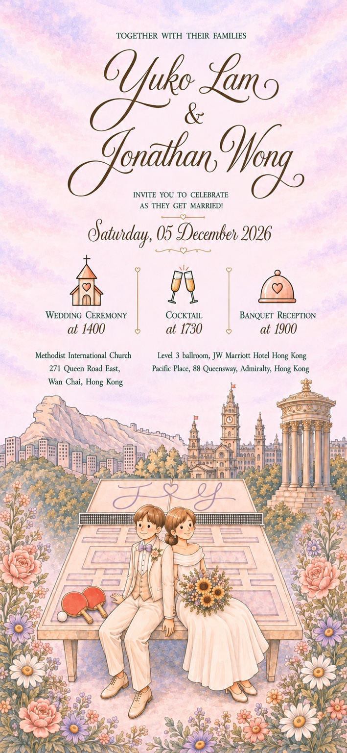 Jonathan Wong and Yuko Lam wedding invitation
